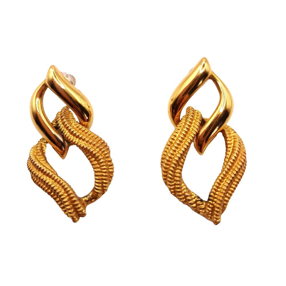 Napier Door Knocker Pierced Earrings Gold Tone Dangle Signed Napier R